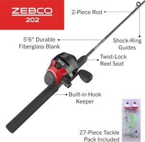 Zebco 202 Spincast Combo Kit 5´6″ Medium Light Black/Red