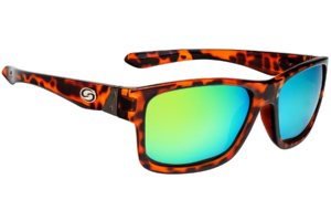 Strike King Sunglasses Pro Shiny Tortoiseshell Frame Multi Layer Green Mirror Amber Base Lens