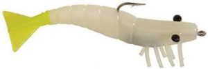 DOA 3″ Shrimp Rigged 1/4oz 3pk Glow/ Chartreuse