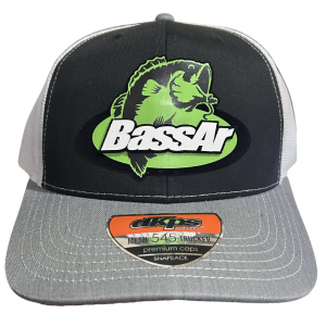 BassAr Black/White/Gray Mesh Trucker Cap 3D Logo