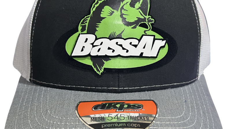 BassAr Black/White/Gray Mesh Trucker Cap 3D Logo