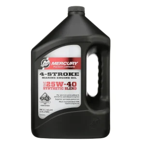 Mercury 25W-40 4-Stroke Synthetic Blend Marine Engine Oil, 3.78Lts 8M0078630 (Aceite sintético para motores marinos Mercury 25W-40 de 4 tiempos, 1 galón.)