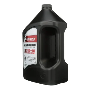 Mercury 25W-40 4-Stroke Synthetic Blend Marine Engine Oil, 3.78Lts 8M0078630 (Aceite sintético para motores marinos Mercury 25W-40 de 4 tiempos, 1 galón.)