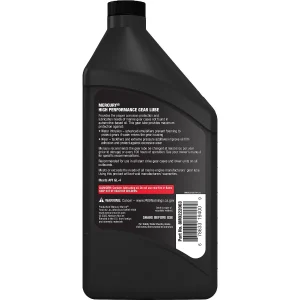 Mercury SAE 90 High Performance Gear Lube for Outboards and Sterndrives 946ml 8M0222063 (Lubricante para engranajes Mercury SAE 90 de alto rendimiento para motores fueraborda y dentro-fueraborda)