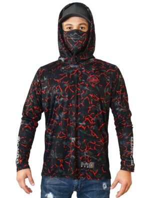 Pro Steel Carbon Black Red Hoodie y Suncover Combo (Varias Tallas)