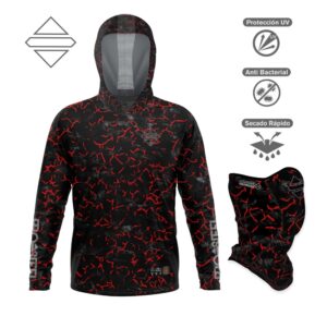 Pro Steel Carbon Black Red Hoodie y Suncover Combo (Varias Tallas)